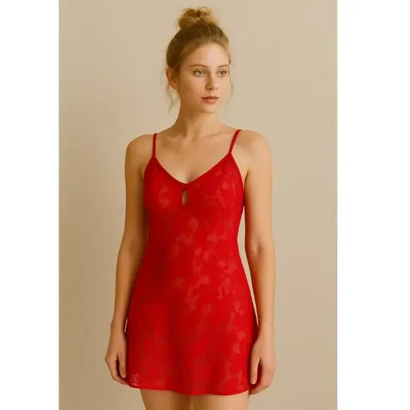 Vintage Anne Stuart Lace Nightie Large Red - Picture 9 of 11